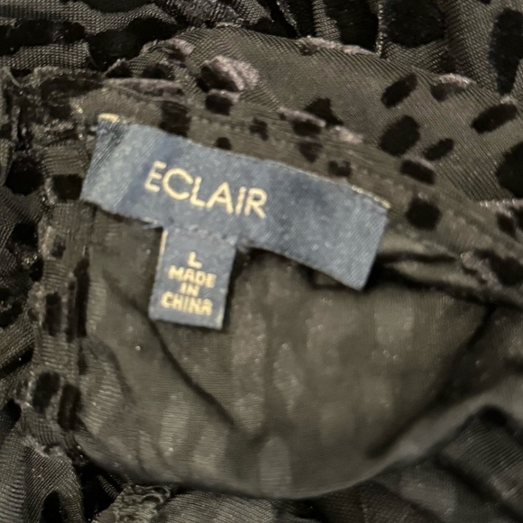 Éclair Black Leopard Burnout Velvet Women’s Blouse Long Sleeve Witchy Goth Siz L - Picture 9 of 10